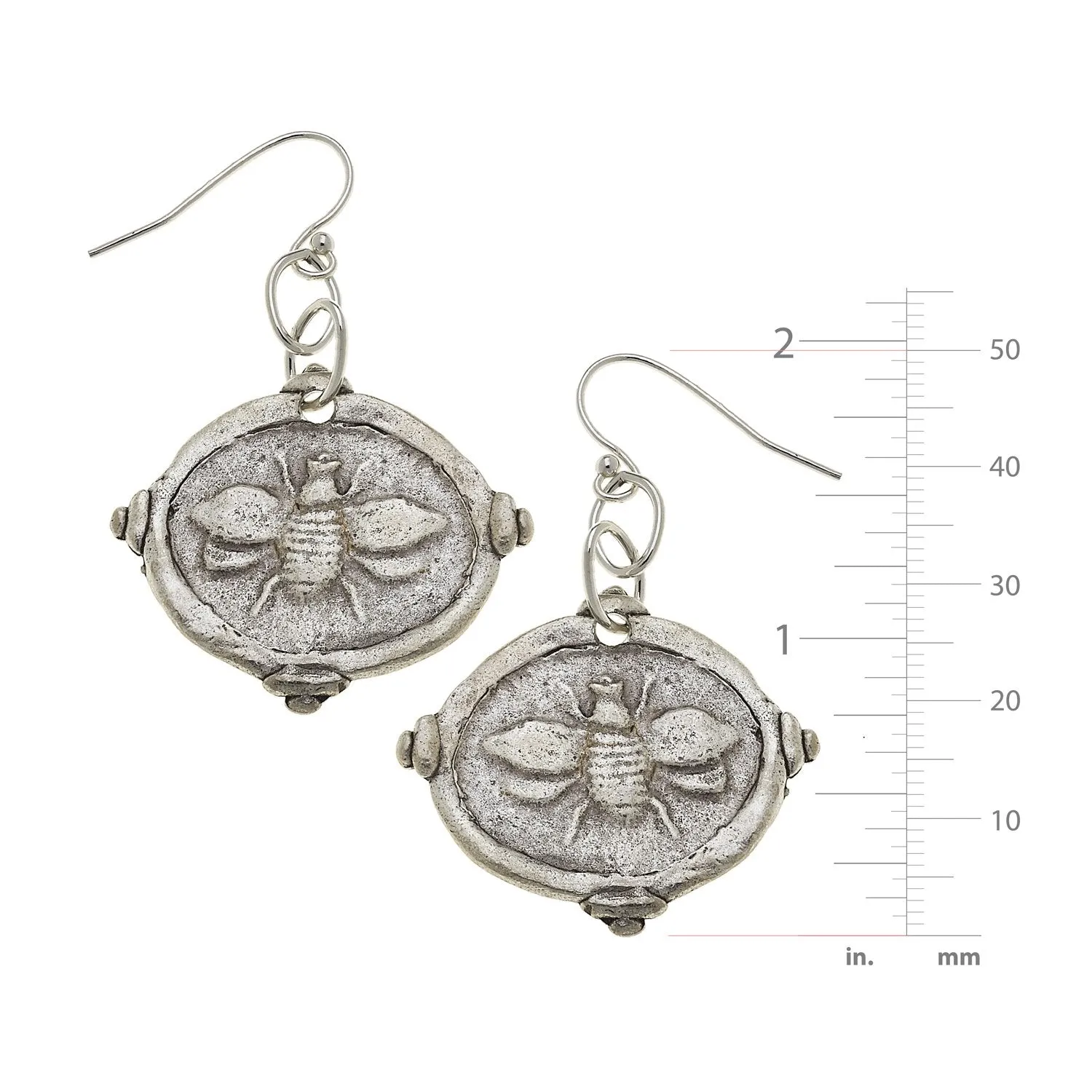 Bee Intaglio Earrings Silver