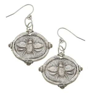 Bee Intaglio Earrings Silver