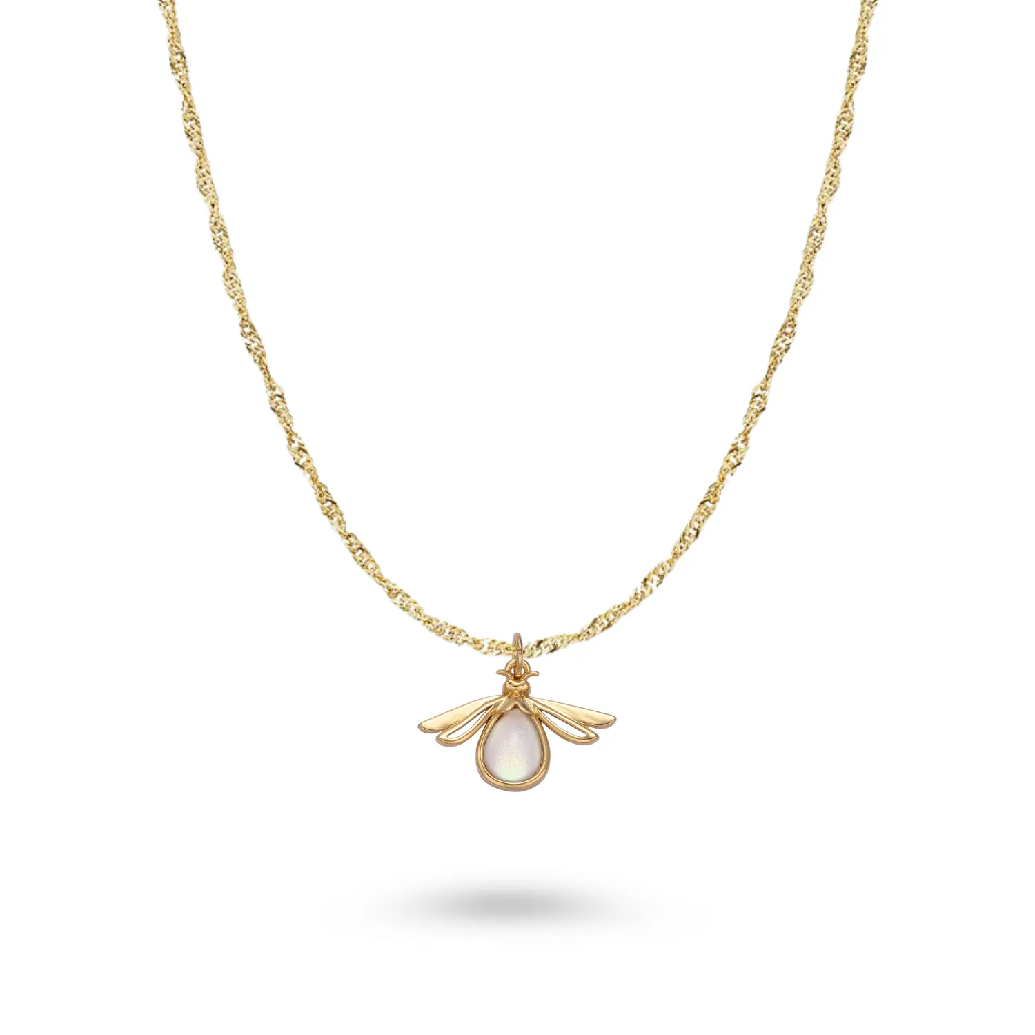 Boho Modern Organic Firefly Earthy Nature Gold Necklace
