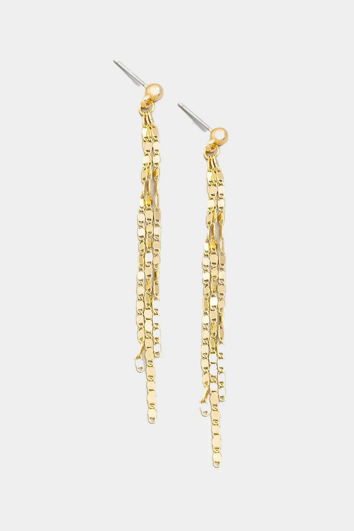 Boho Thin Flat Multi Chain Fringe Earrings