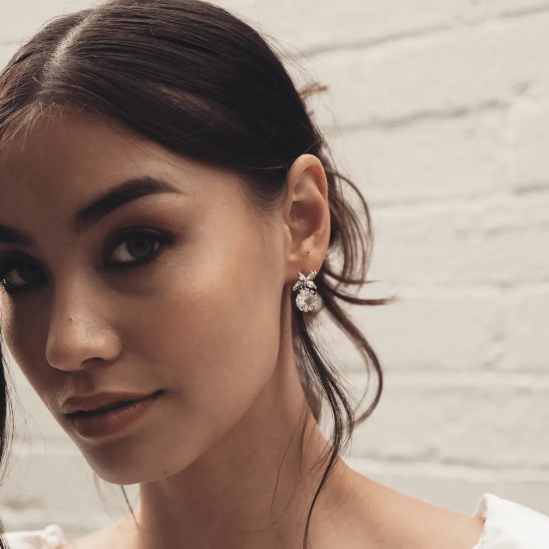 Bridal Silver Tie The Knot Studs