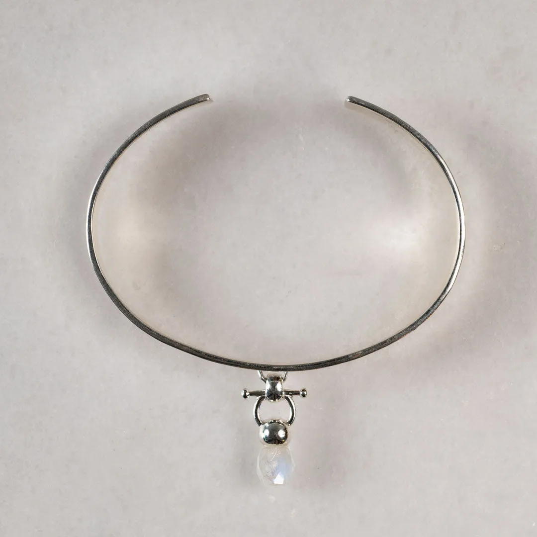 Briolette - Moonstone and Sterling Silver on Brass Cuff Bracelet