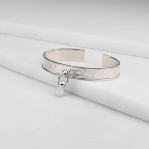Briolette - Moonstone and Sterling Silver on Brass Cuff Bracelet