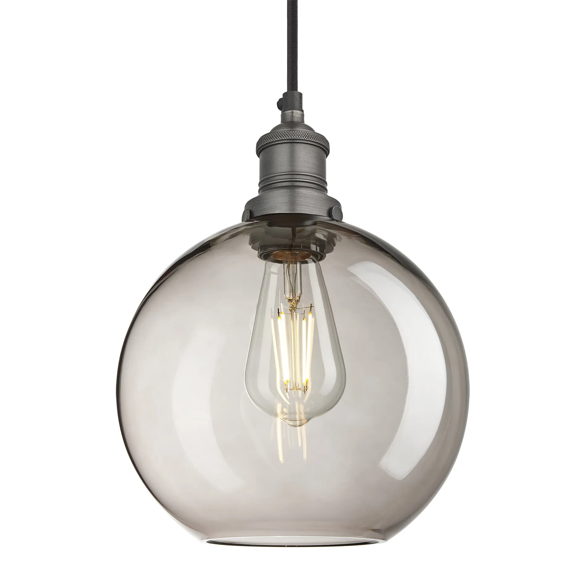 Brooklyn Smoked Glass Globe Pendant - 9 Inch - Mocha