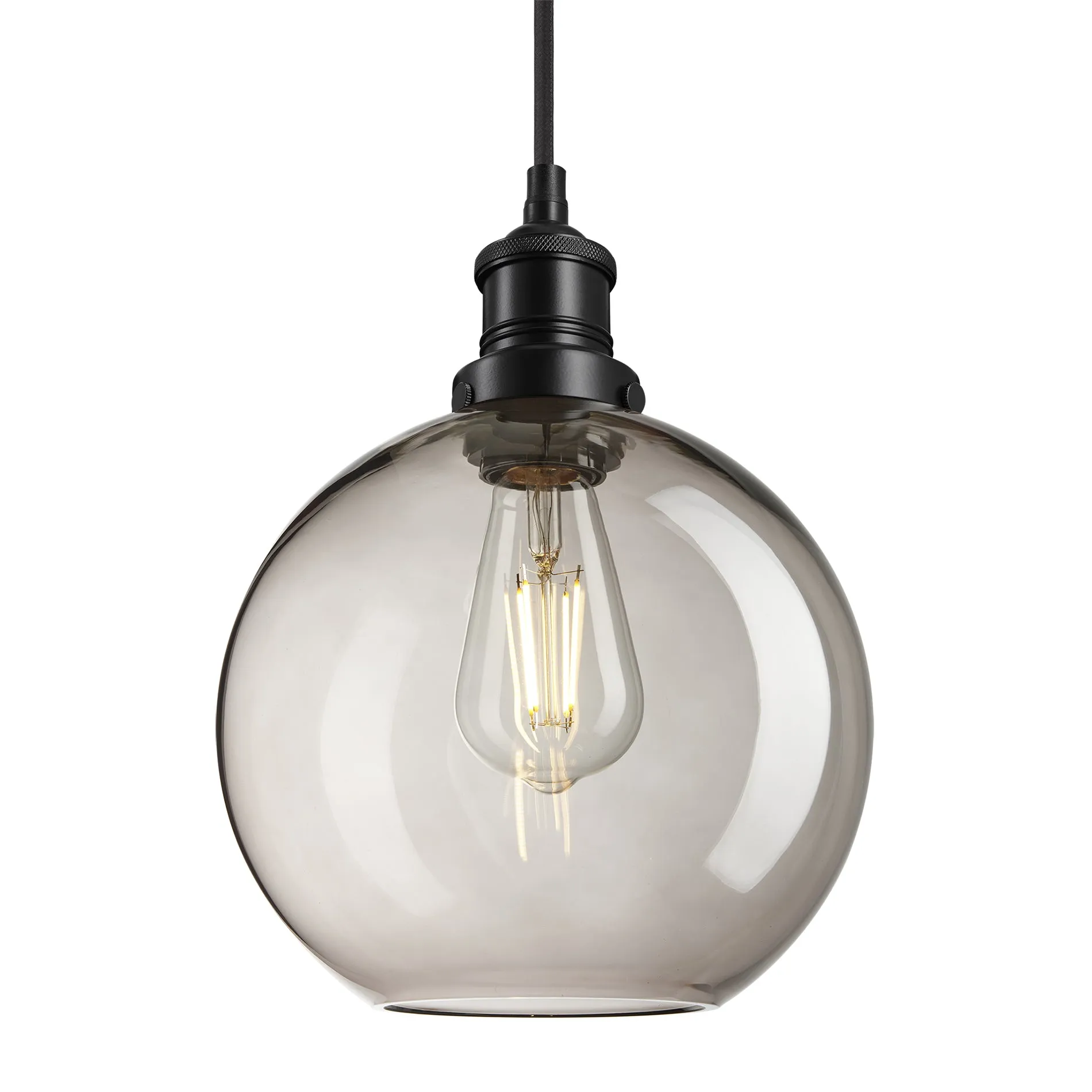 Brooklyn Smoked Glass Globe Pendant - 9 Inch - Mocha