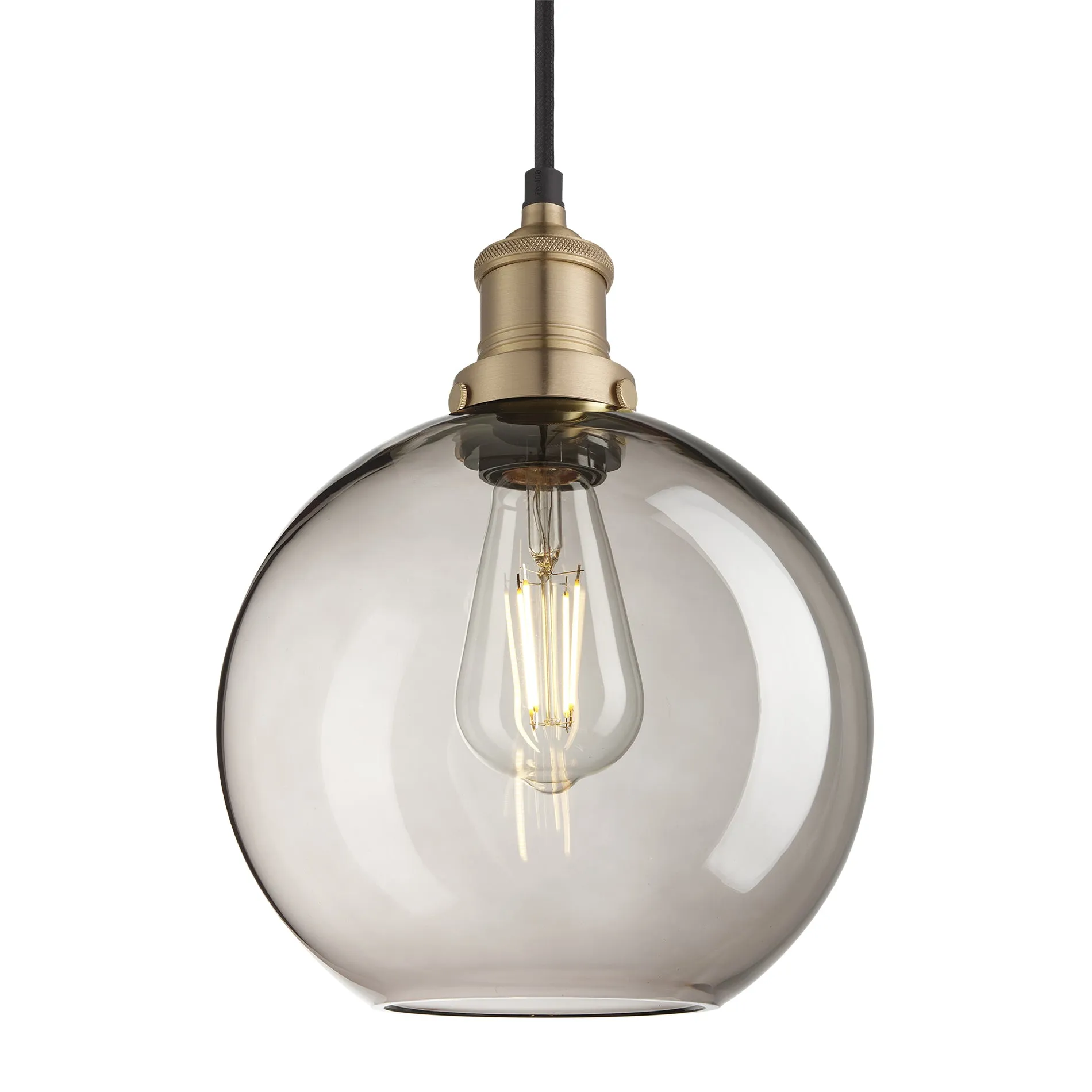 Brooklyn Smoked Glass Globe Pendant - 9 Inch - Mocha