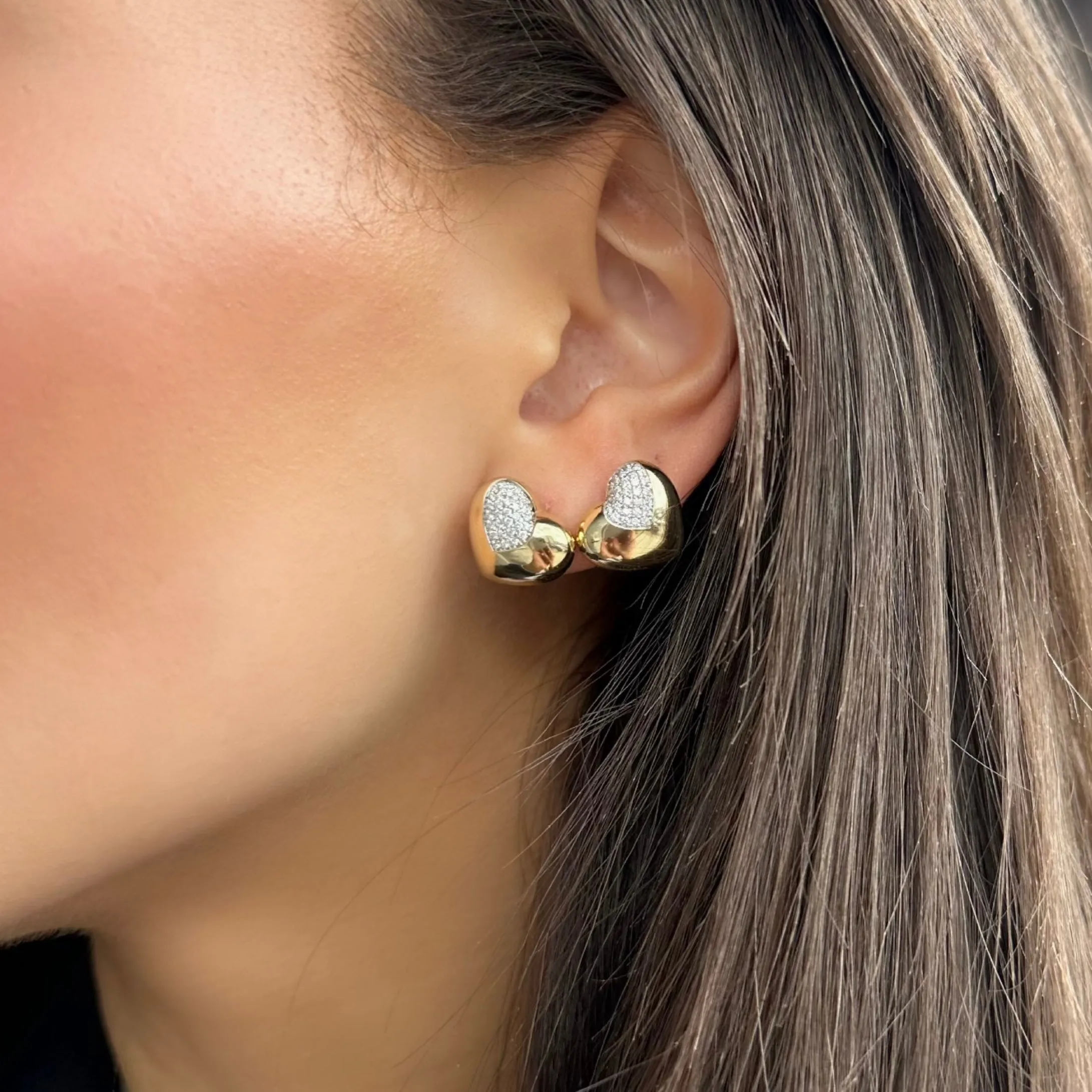 BUBBLE HEART DIAMOND STUDS