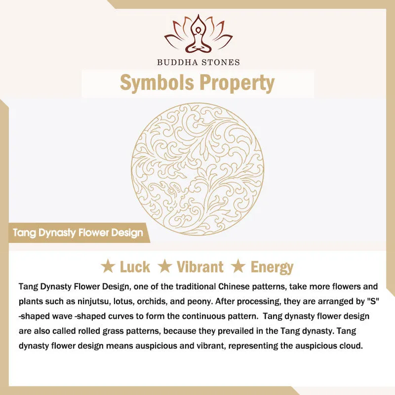 Buddha Stones 925 Sterling Silver Retro Tang Dynasty Flower Design Luck Energy Chain Necklace Pendant