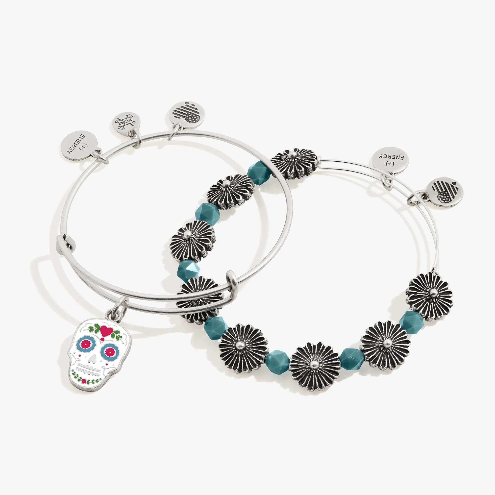 Calavera Charm Bangles, Set of 2