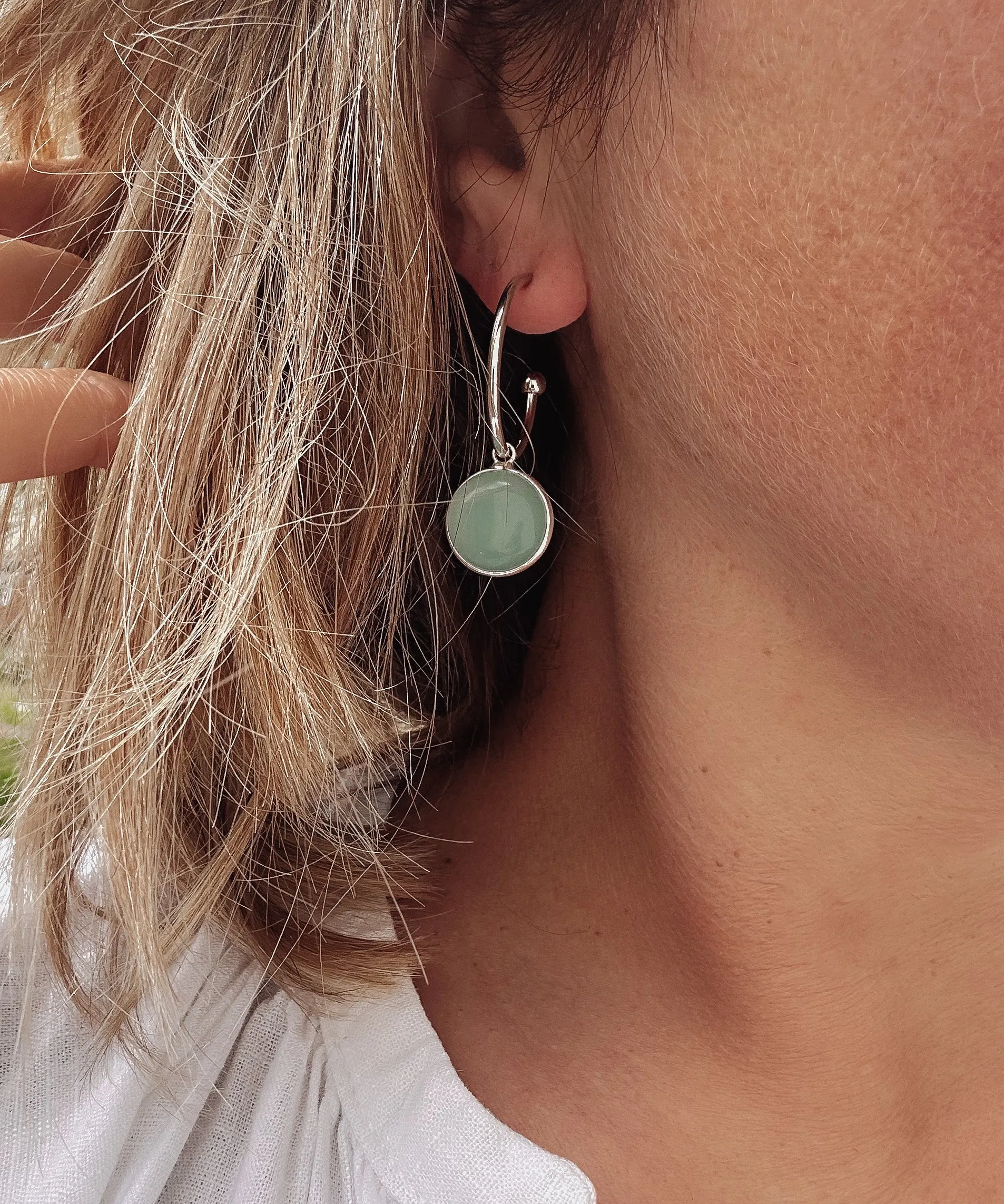 Chalcedony Hoop Earrings