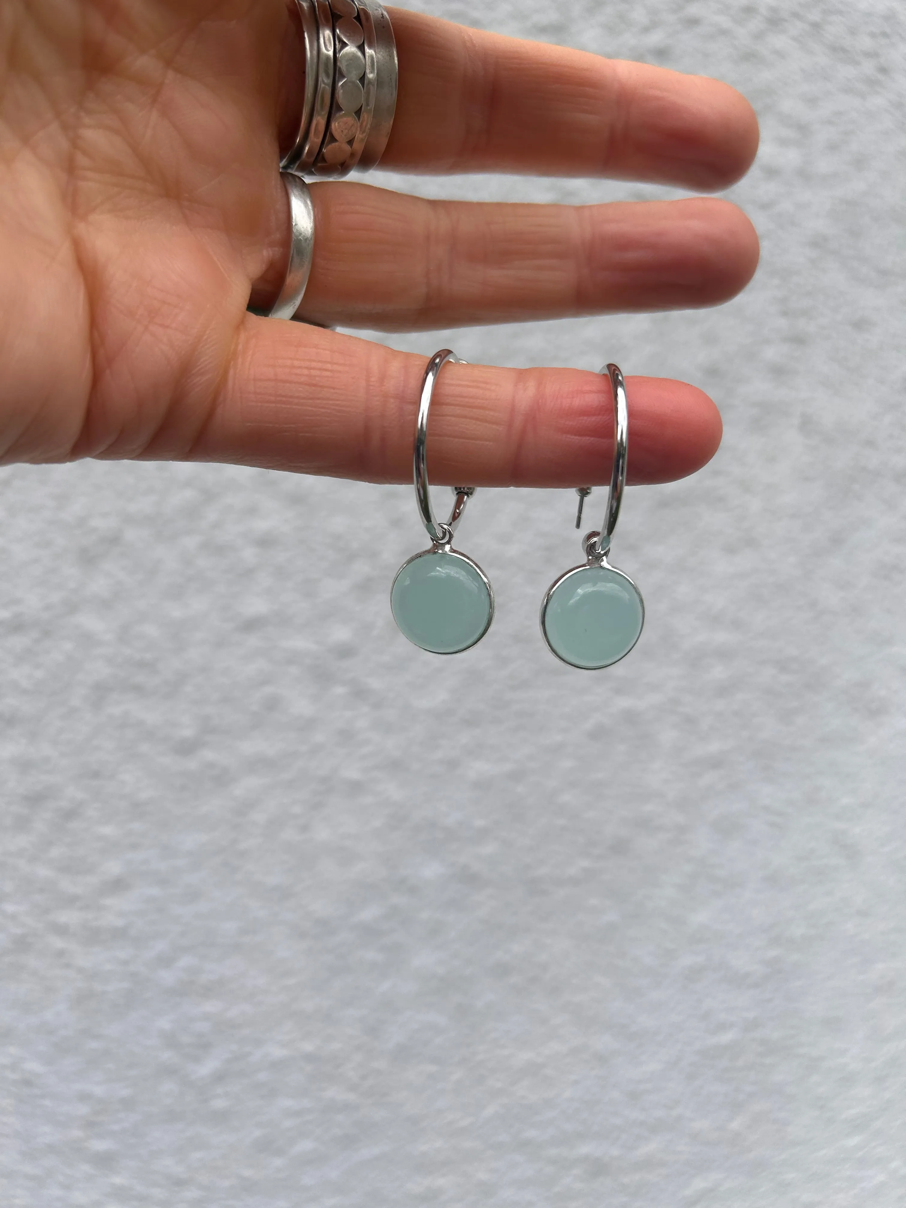Chalcedony Hoop Earrings