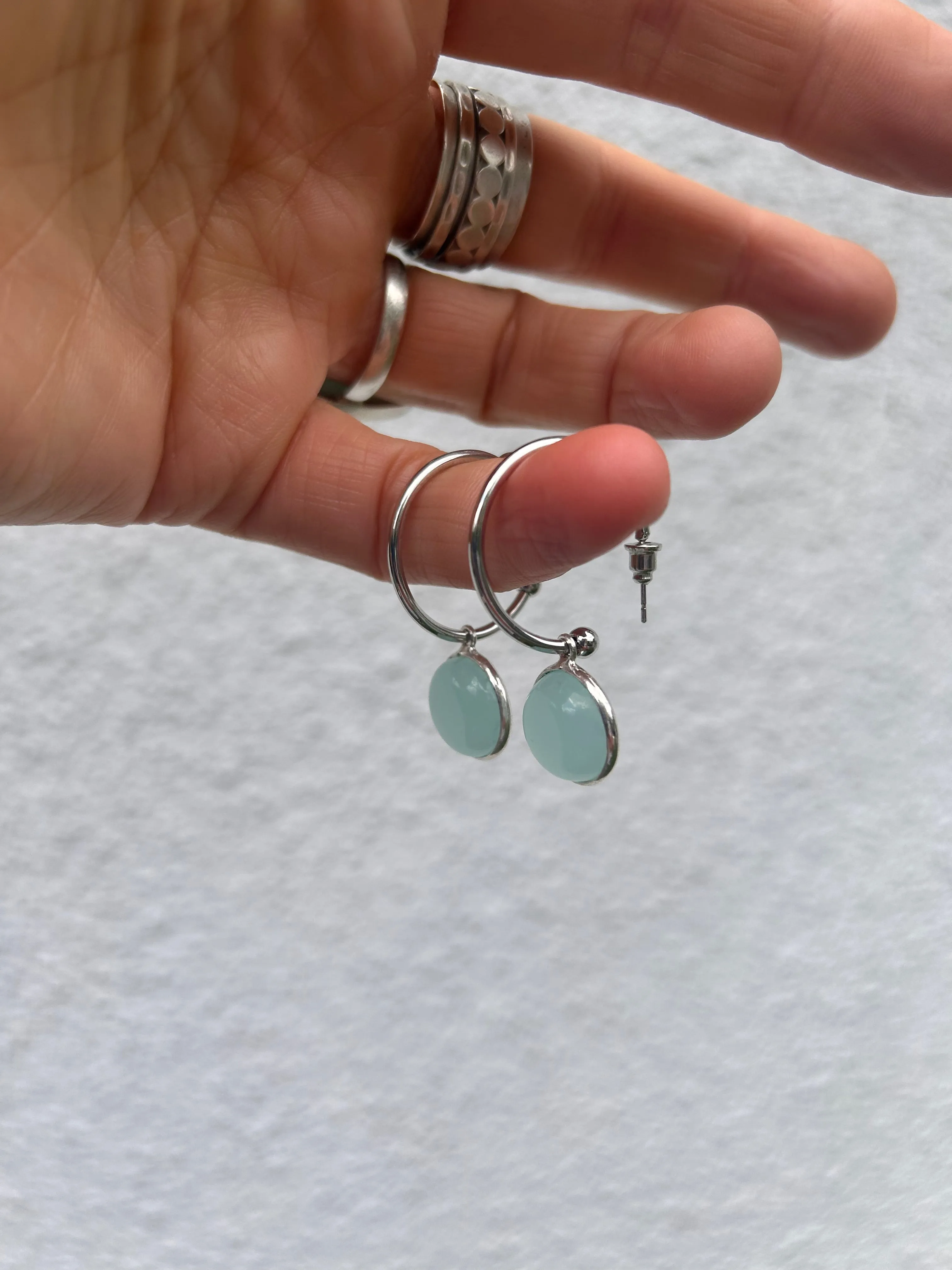 Chalcedony Hoop Earrings