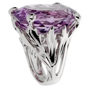 Christian Dior 44.5ct Amethyst Diamond Cocktail White Gold Ring Sz 7 3/4