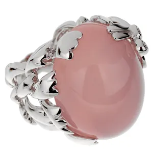 Christian Dior Pink Quartz Diamond 18k White Gold Cocktail Ring Sz 6 1/2