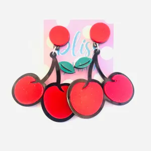 Classic Cherry Acrylic Statement Earrings