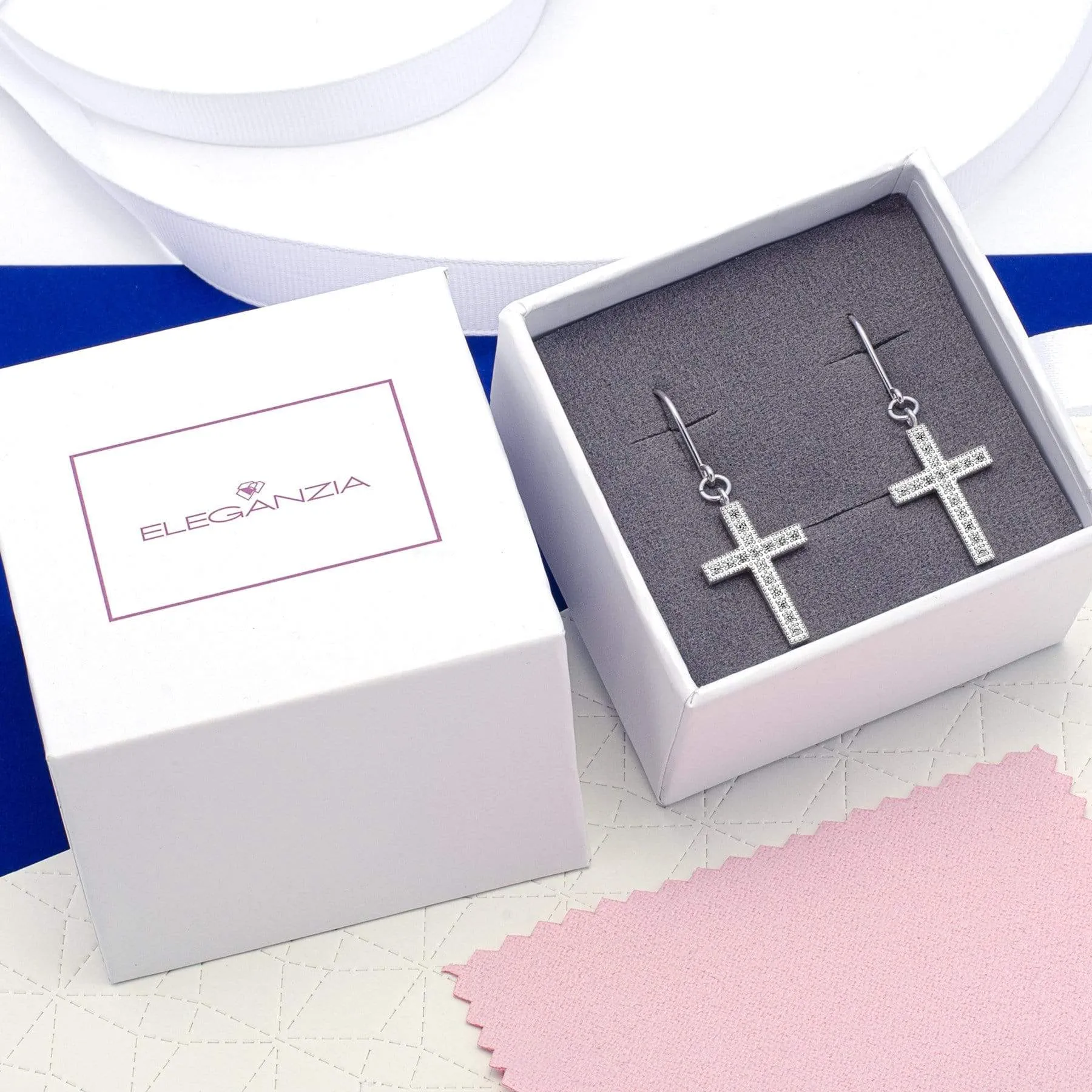 Classic Dangling Cross Earrings Sterling Silver