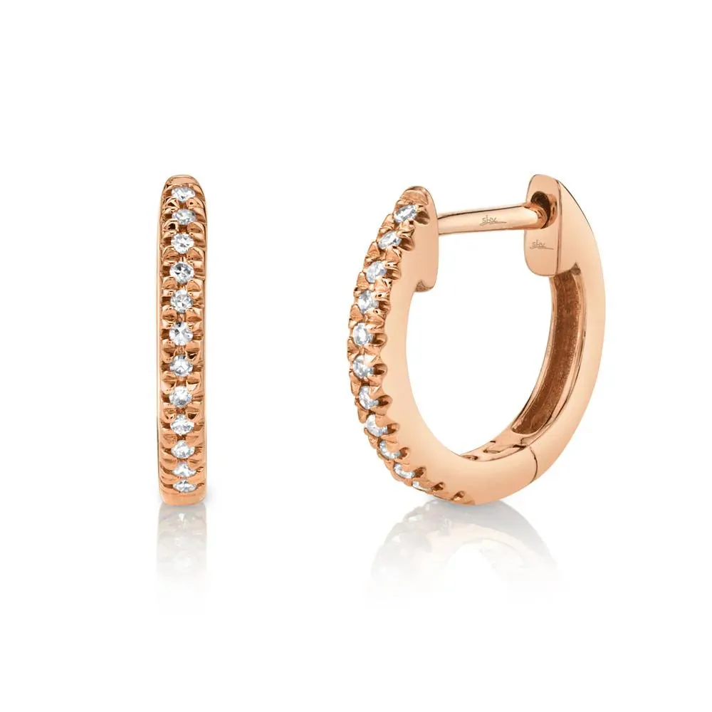 Classic Diamond Huggie Earrings - Small