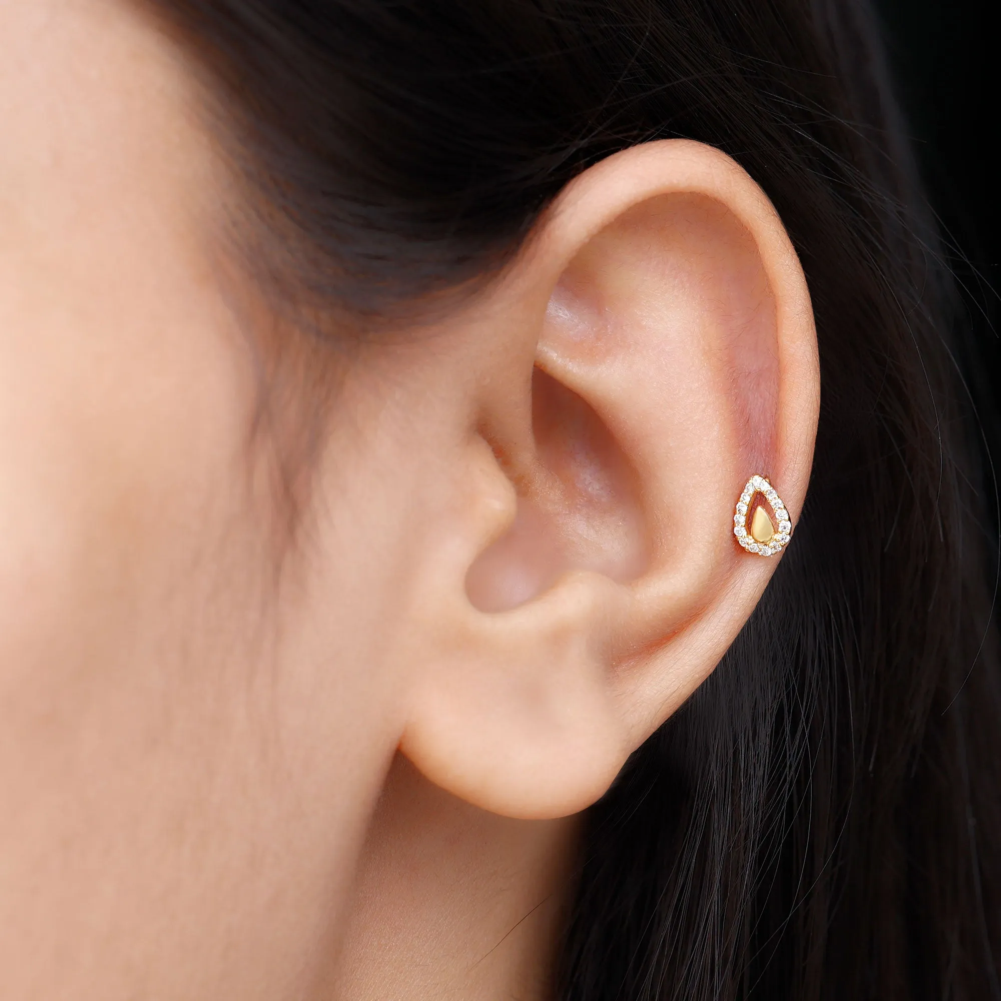 Classic Diamond Teardrop Helix Earring