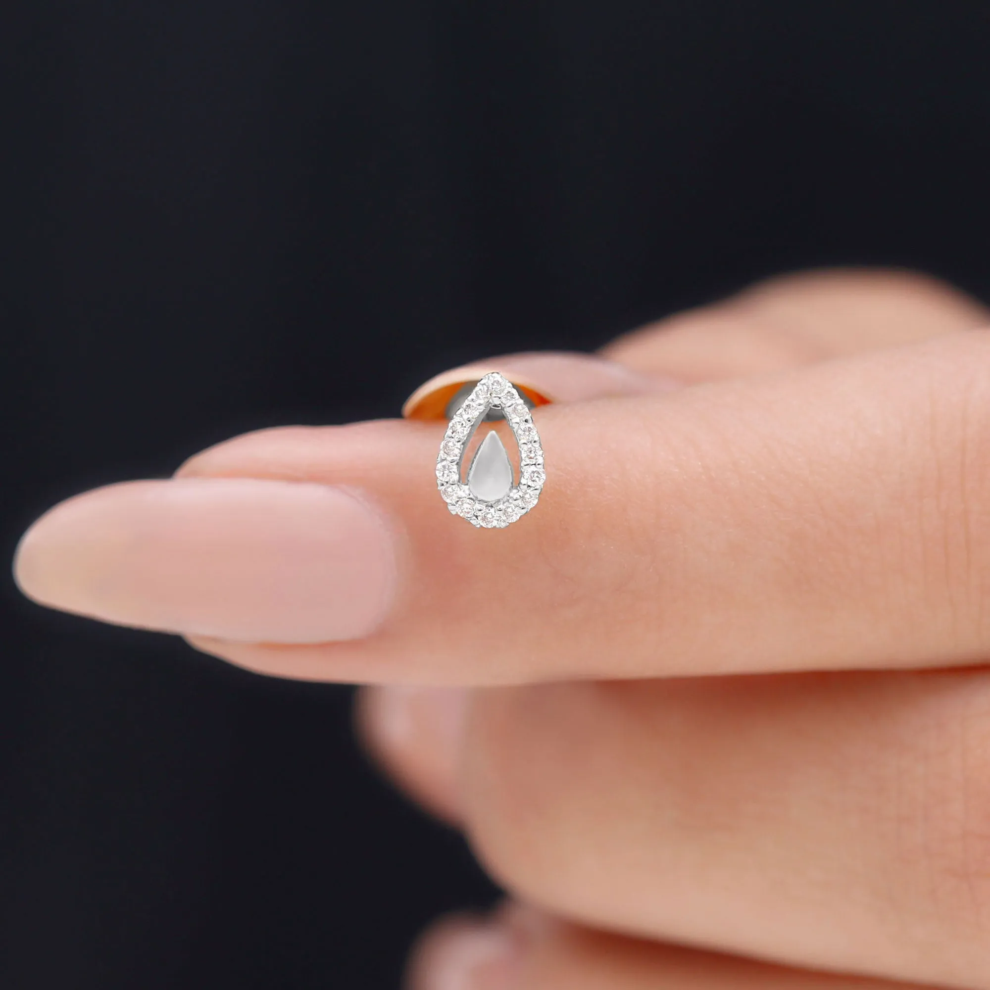 Classic Diamond Teardrop Helix Earring