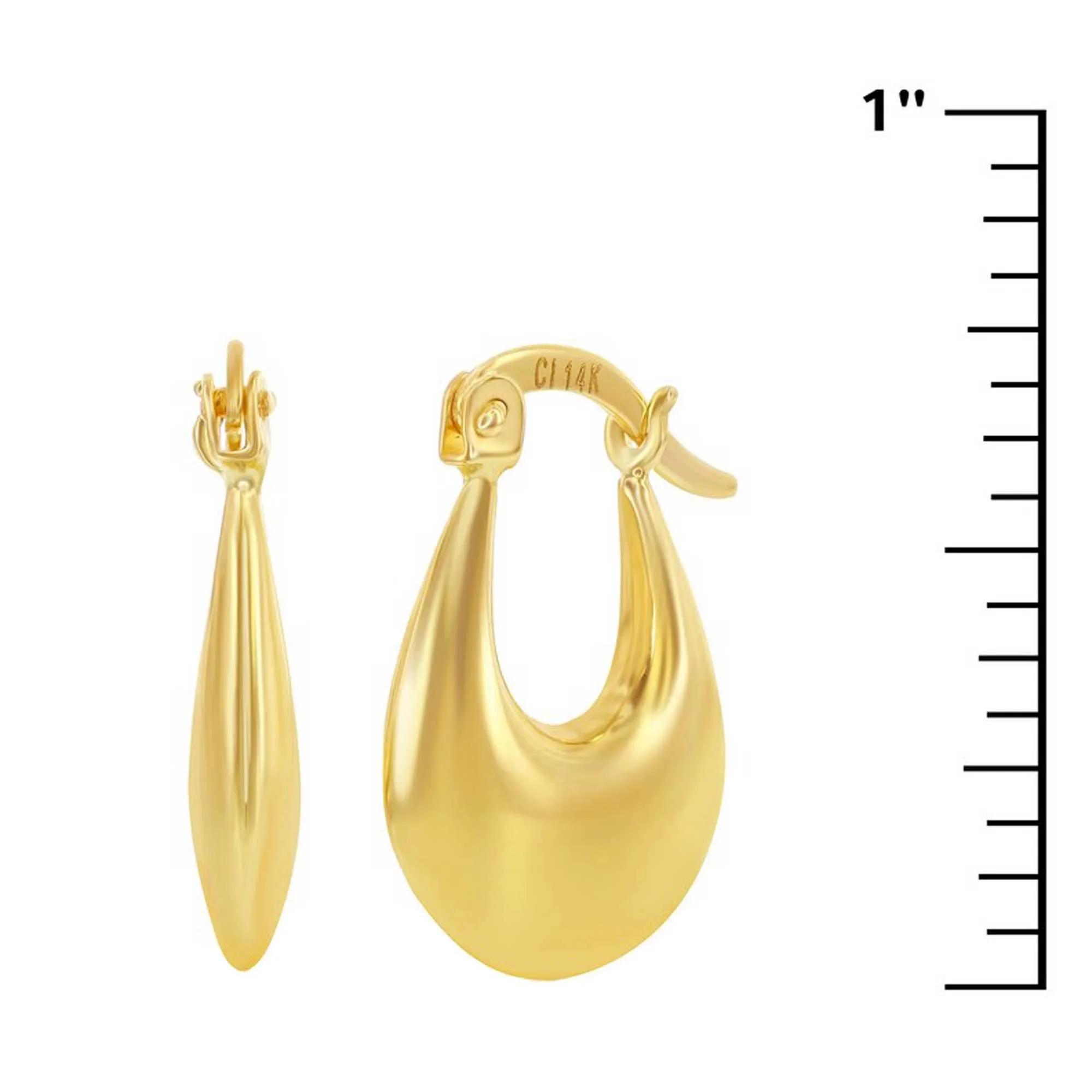 Classic Gold  Women's Earrings - 14K Yellow Gold 19x15mm Puffed Hoop | 14A-114