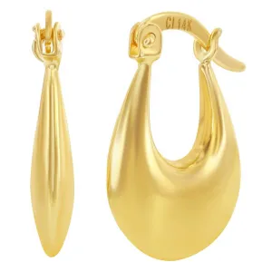 Classic Gold  Women's Earrings - 14K Yellow Gold 19x15mm Puffed Hoop | 14A-114