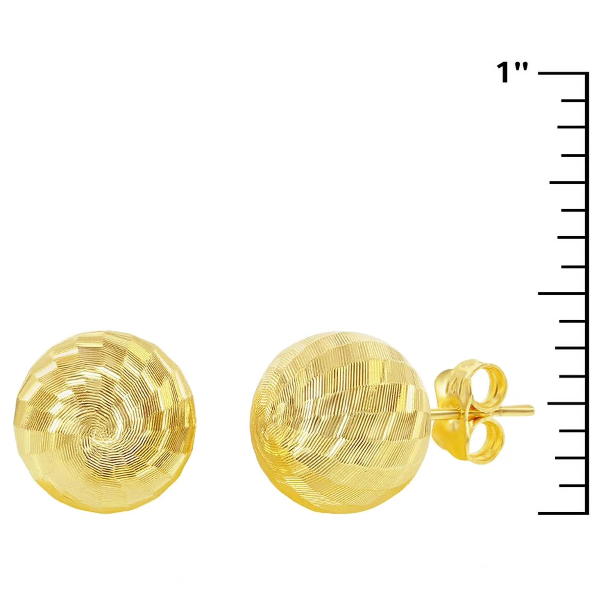 Classic Gold  Women's Earrings - 14K YG Diamond-Cut 10mm Bead Studs | 14A-122