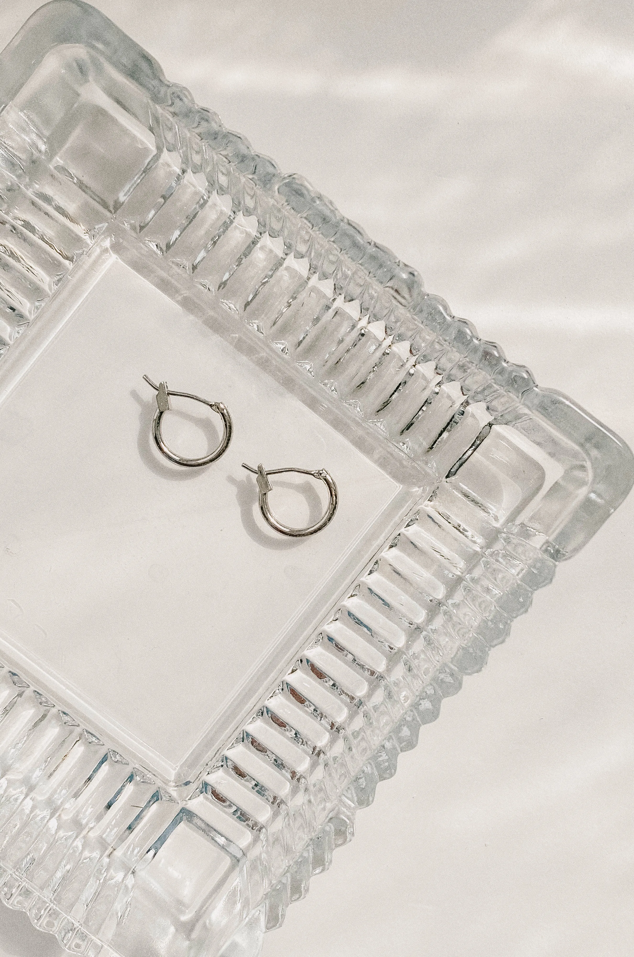 Classic Mini Latch Hoop - White Gold Dipped