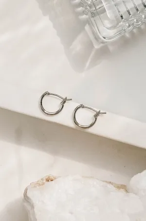 Classic Mini Latch Hoop - White Gold Dipped