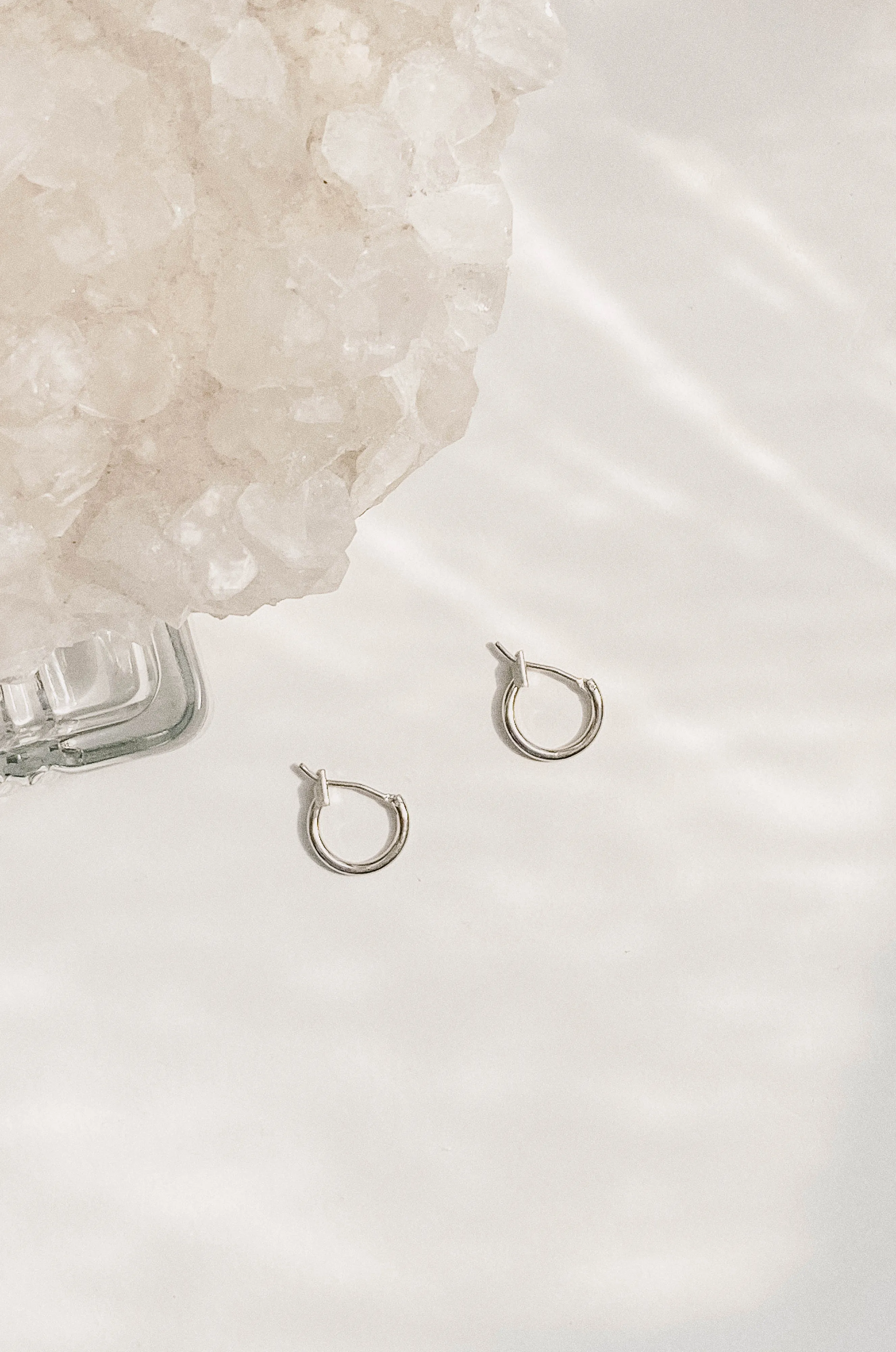 Classic Mini Latch Hoop - White Gold Dipped