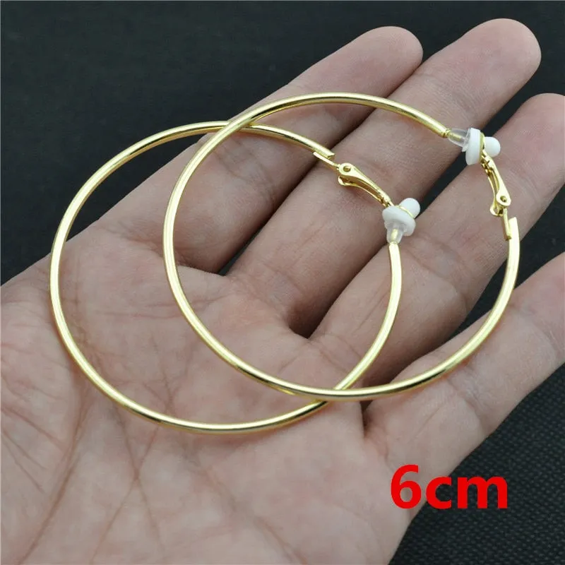 Classic Round Clip-On Hoop Earrings