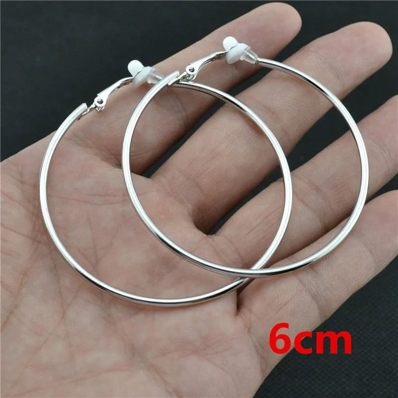Classic Round Clip-On Hoop Earrings