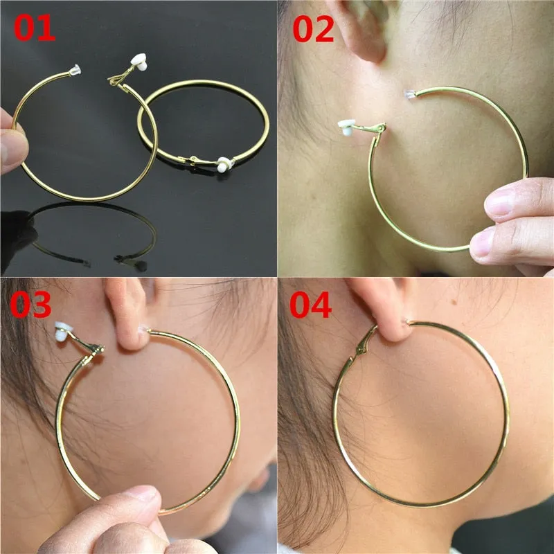 Classic Round Clip-On Hoop Earrings