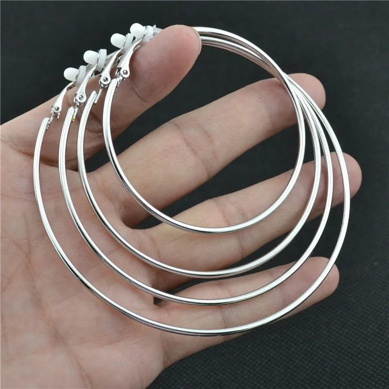 Classic Round Clip-On Hoop Earrings