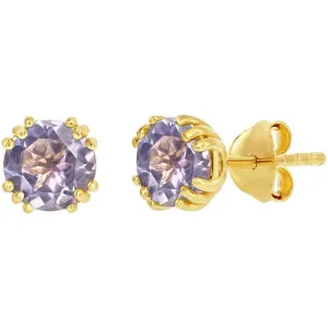 Classic Women's Earrings - Gold Plated June Birthstone Round Shape 6mm Stud | D-8279