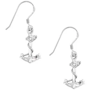Classic Women's Earrings - Sterling Silver Anchor Shape with Twisted Rope | A-2111