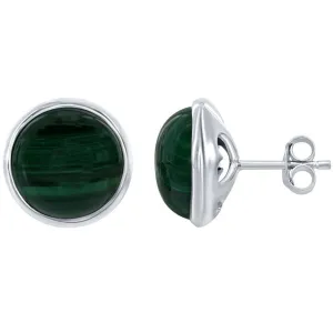 Classic Women's Earrings - Sterling Silver Malachite Stud Post Back Closure | D-6713