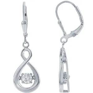 Classic Women's Earrings - Sterling Silver Teardrop with Center Dancing CZ | D-5613