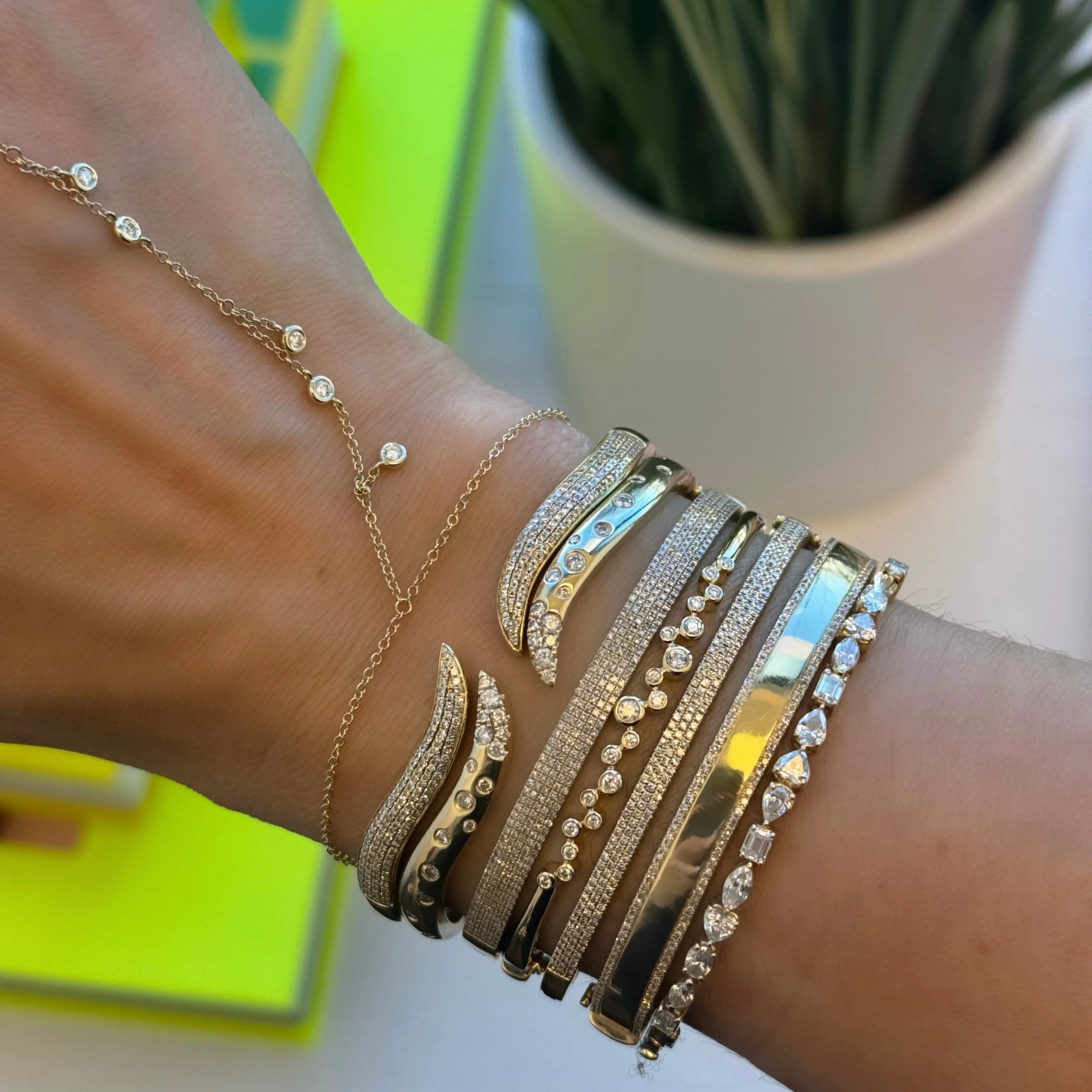 Clustered Bezels Slim Bangle