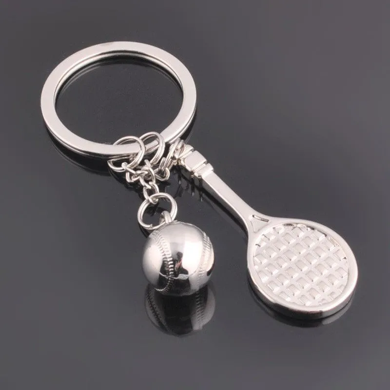 Creative Tennis Keychain sports series stainless steel metal keychain