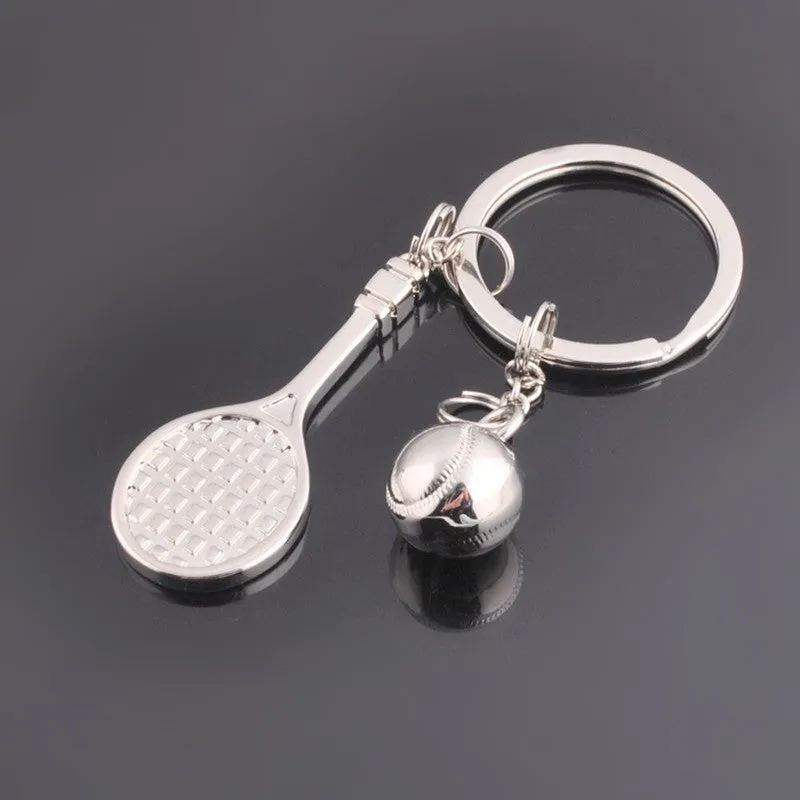 Creative Tennis Keychain sports series stainless steel metal keychain