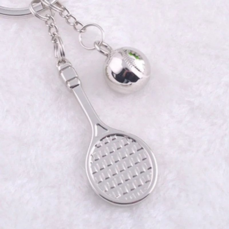 Creative Tennis Keychain sports series stainless steel metal keychain