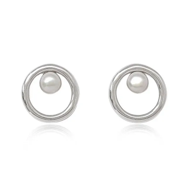 Credo silver circle studs with cultured freshwater pearls