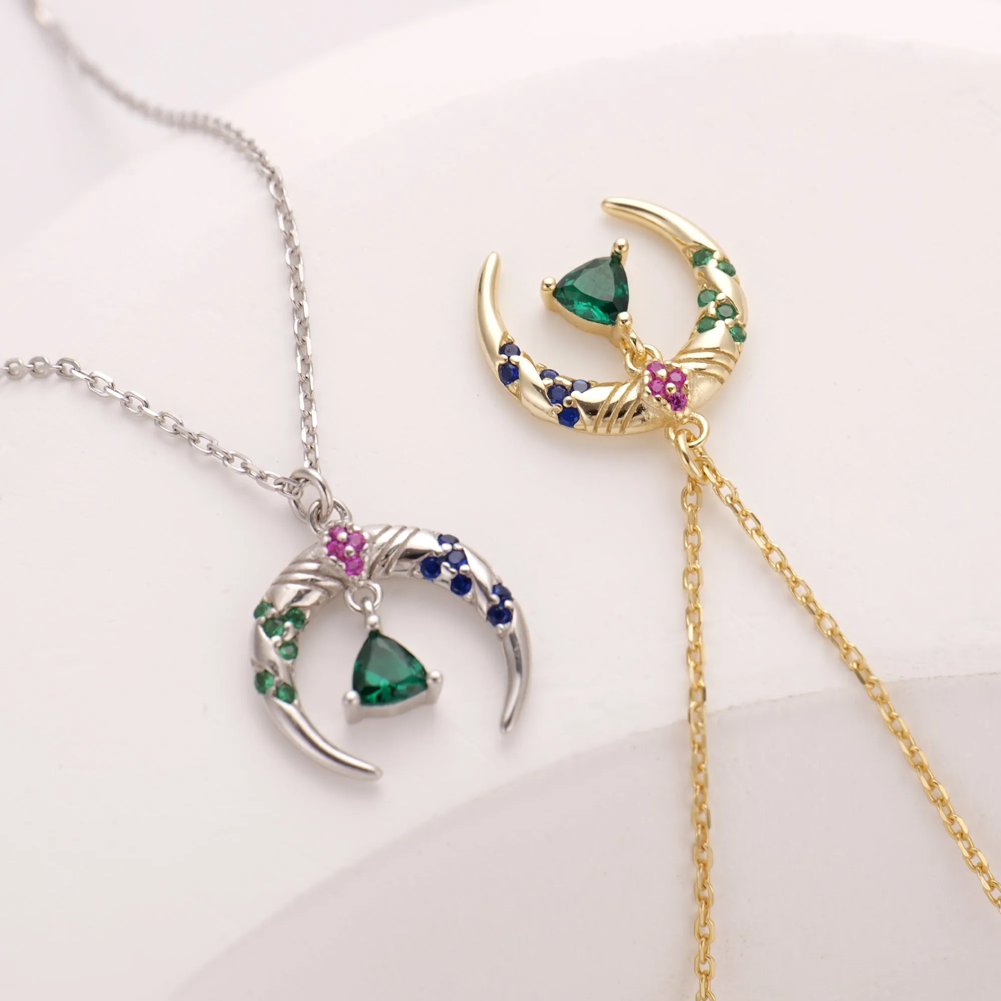 Crescent Moon Pendant Necklace- Sterling Silver