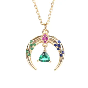 Crescent Moon Pendant Necklace- Sterling Silver