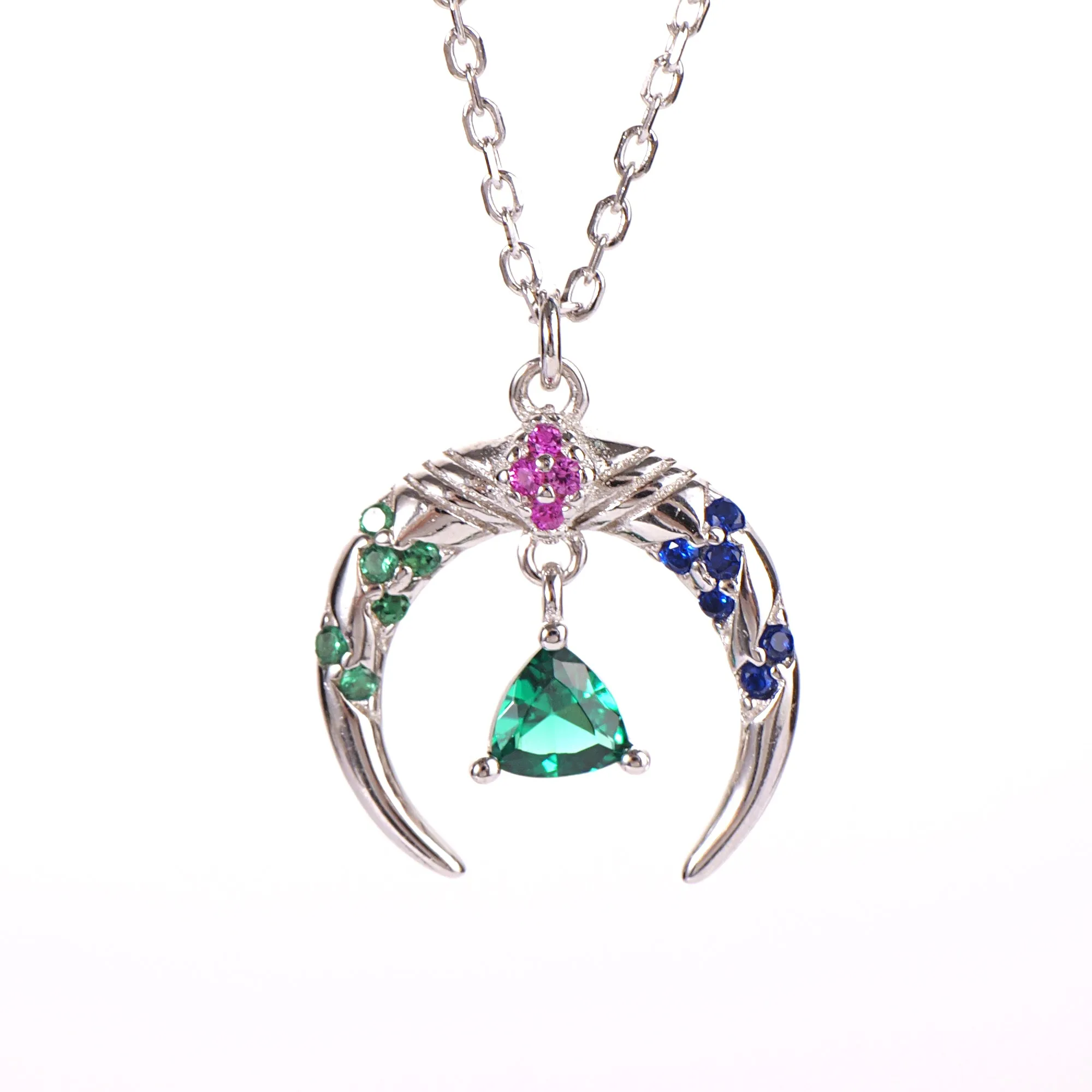 Crescent Moon Pendant Necklace- Sterling Silver