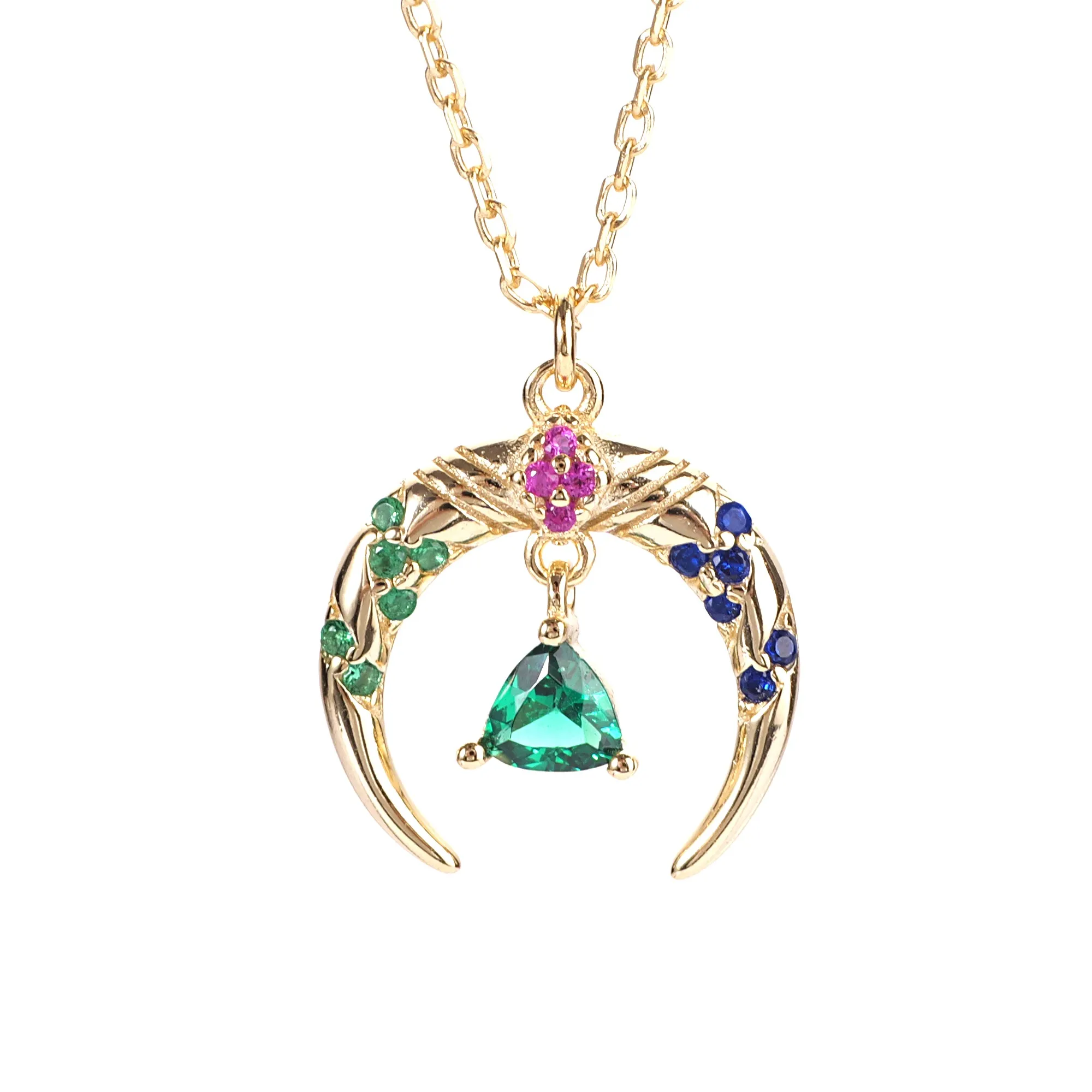 Crescent Moon Pendant Necklace- Sterling Silver