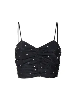 Cropped Black Limousine Top with Studs