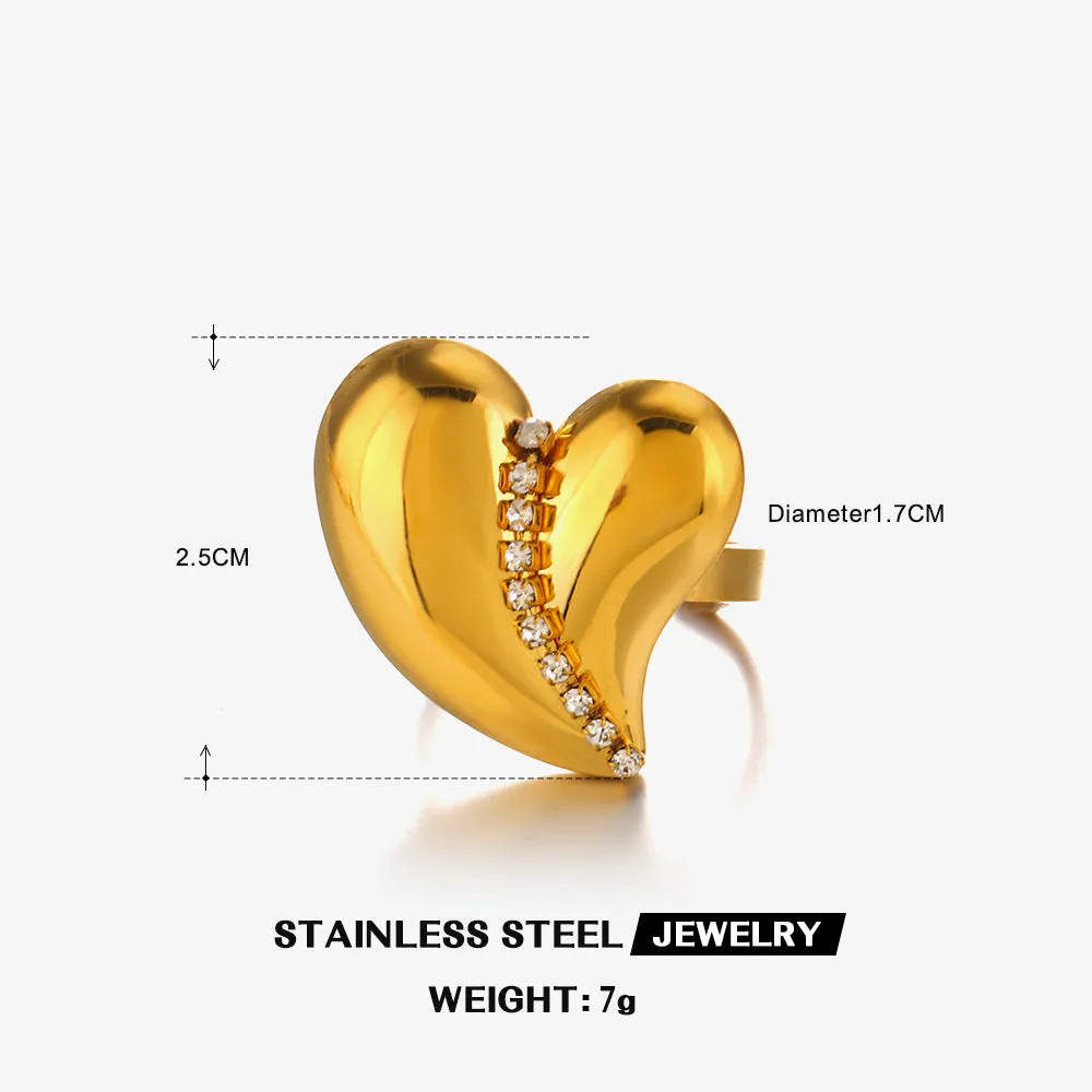 Crystal Embrace Heart Gold Ring JLTR0440