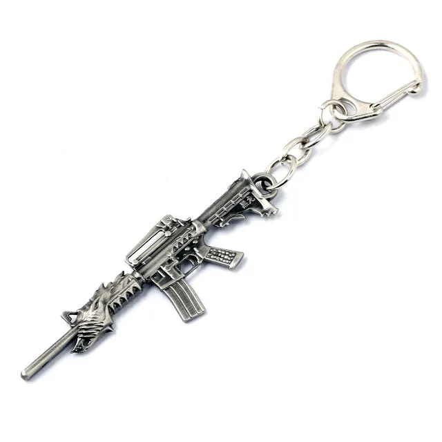 CSGO AK47 AMW Gun KeyChains Tritium Metal CS GO Keychain Keyring Key Holder For Best Friends Key Chains For Men Porta Porte Clef