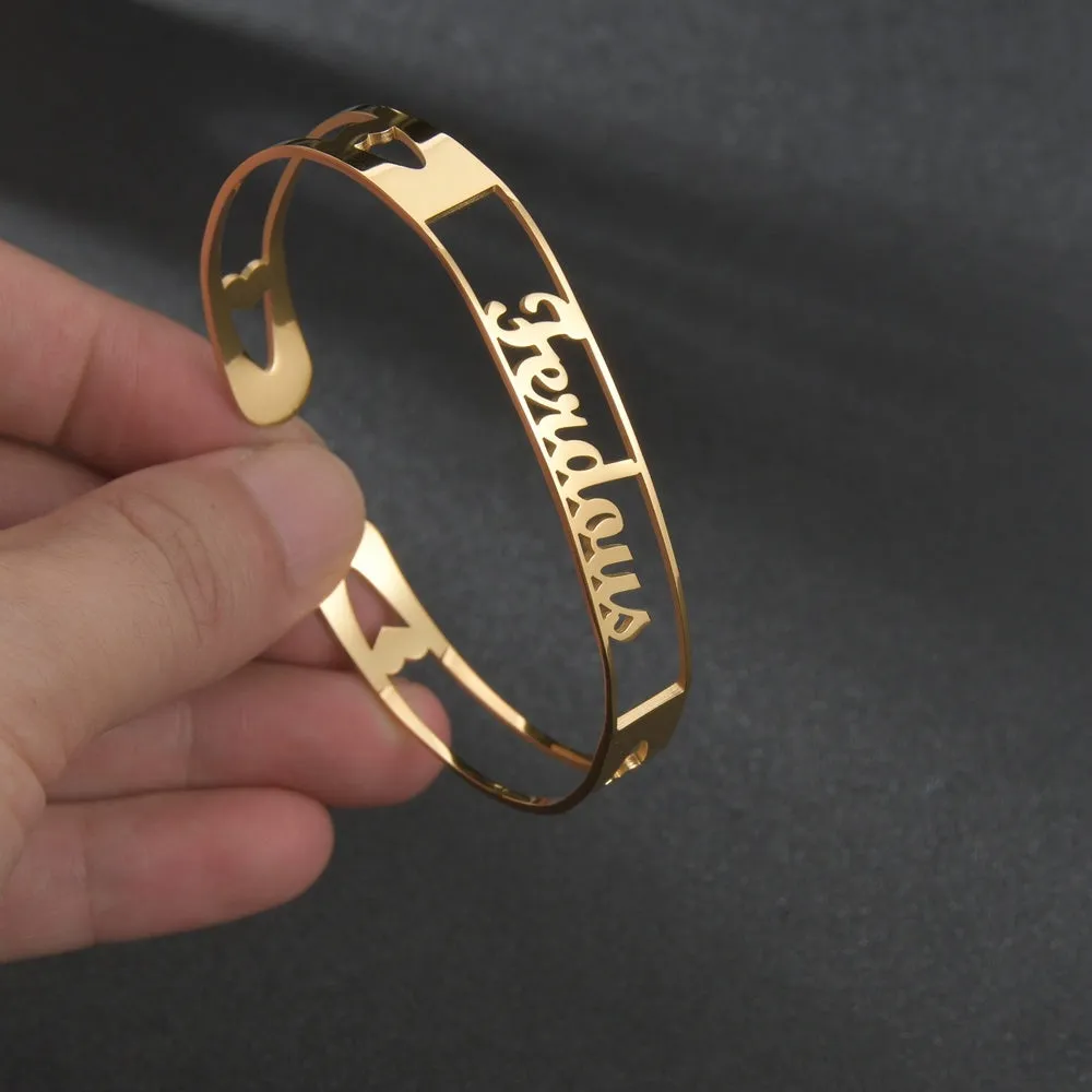 Customized Name Bracelet Personalized Custom Bangles Stainless Steel Jewelry